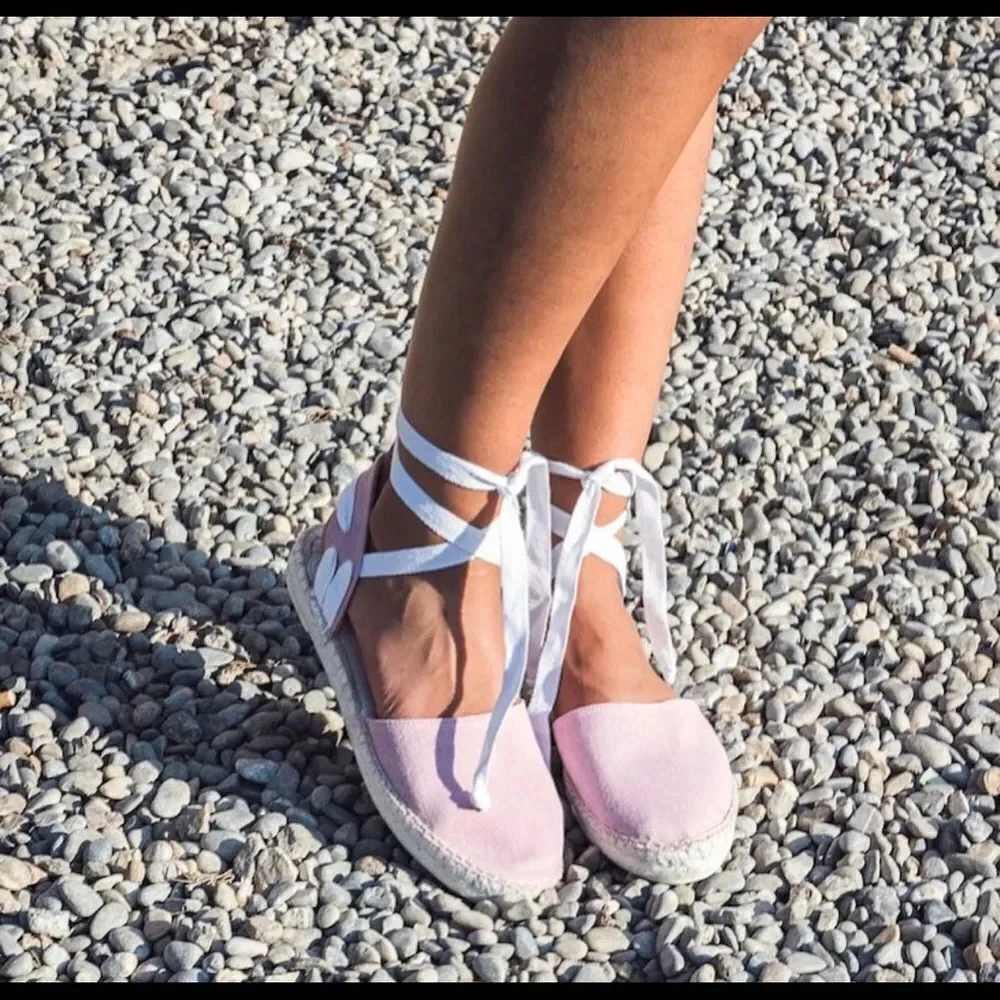 Pineapples and love pink lace up espadrille